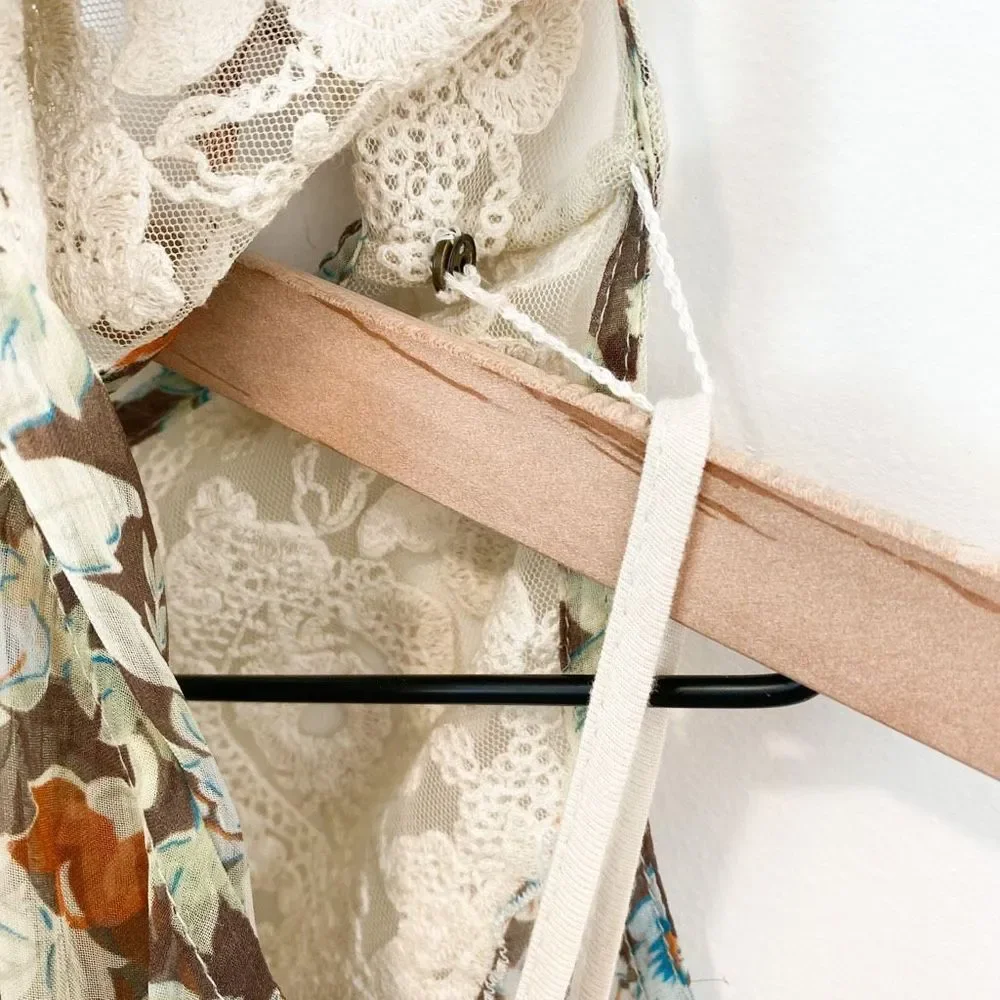 Sundance Sheer Floral Panel Lace Tiered Dress Embroidered Mesh Sleeveless Summer - Picture 10 of 12